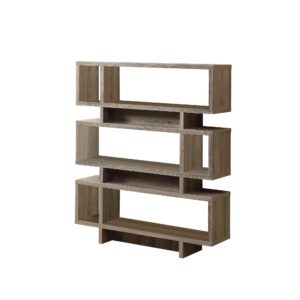 Monarch Specialties 3251 Bookshelf, Bookcase, Etagere, 4 Tier, 55" H, Office, Bedroom, Laminate, Brown, Contemporary, Modern Bookcase-55 H/Dark Taupe Style, 47.25" L x 12" W x 54.75" H