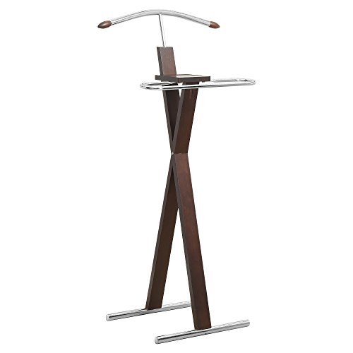 Monarch Specialties 2024 Valet Stand, Organizer, Suit Rack, Bedroom, Wood, Metal, Brown, Chrome, Contemporary, Modern Accent Espresso, 21" L x 14.25" W x 42.5" H, Cappuccino