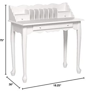 Monarch specialties , Traditional Desk, Solid Wood, Antique White, 36"L