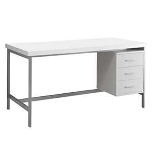 monarch specialties hollow-core/silver metal office desk, 60", white