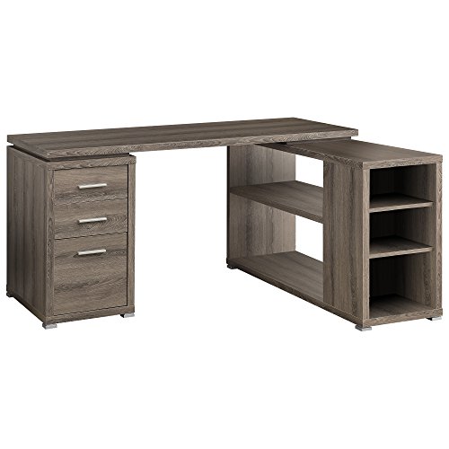 Monarch Specialties Hollow-Core Left or Right Facing Corner Desk, Dark Taupe