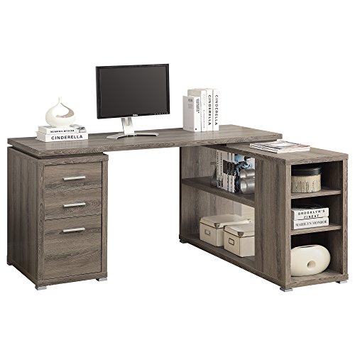 Monarch Specialties Hollow-Core Left or Right Facing Corner Desk, Dark Taupe