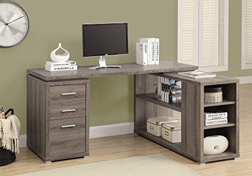 Monarch Specialties Hollow-Core Left or Right Facing Corner Desk, Dark Taupe