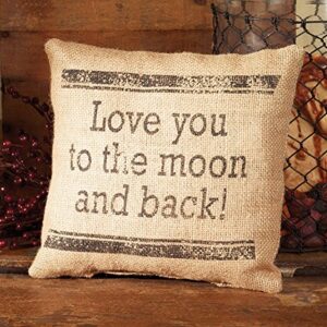 The Country House Collection Small Burlap "Love You to the Moon and Back" 8" x 8" Throw Pillow,Black