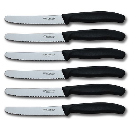 Victorinox Swiss Classic 6-Piece Steak Knife Set, 4-1/2-Inch Serrated Blades with Round Tip, 4-Inch