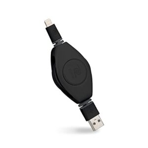 retrak premier series etltusbblk retractable lightning to usb charge and sync cable for iphone, ipod, and ipad (black), 3.2 feet