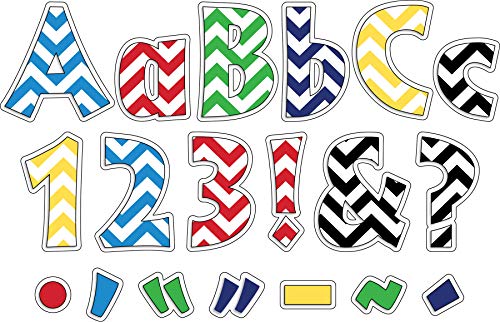 Barker Creek Letter Pop-Outs, 4" Chevron Nautical, Multicolor Designer Letters for Bulletin Boards, Breakrooms, Reception Areas, Signs, Displays, and More! 4", 255 Characters per Set (1719)