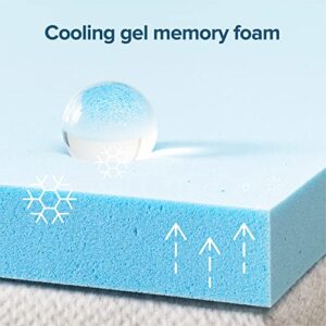 ZINUS 2 Inch Green Tea Cooling Gel Memory Foam Mattress Topper / Cooling Gel Foam / CertiPUR-US Certified, King, Blue