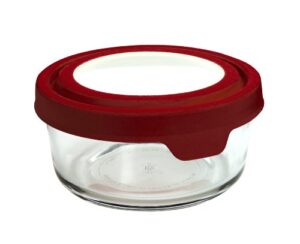 anchor hocking 4-cup round food storage containers with red trueseal airtight lids, set of 4