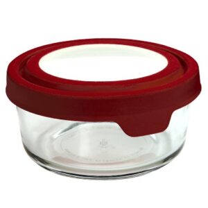 Anchor Hocking 4-Cup Round Food Storage Containers with Red TrueSeal Airtight Lids, Set of 4