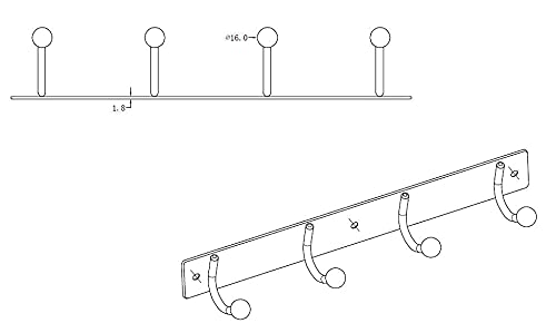 Richelieu Hardware 16218 Utility Hook Rack 12-5/8 in (320 mm), Matte Black