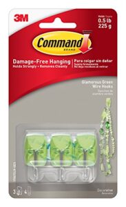 command wire hooks, small, glamorous green, 3-hooks (17067clr-ges)