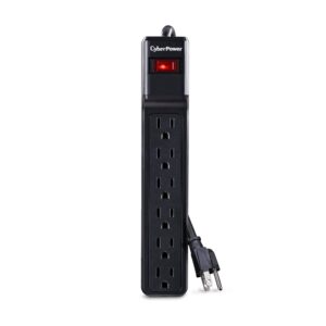 cyberpower csb606 essential surge protector, 900j/125v, 6 outlets, 6ft power cord black