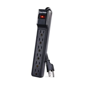 CyberPower CSB606 Essential Surge Protector, 900J/125V, 6 Outlets, 6ft Power Cord Black