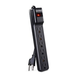 CyberPower CSB606 Essential Surge Protector, 900J/125V, 6 Outlets, 6ft Power Cord Black