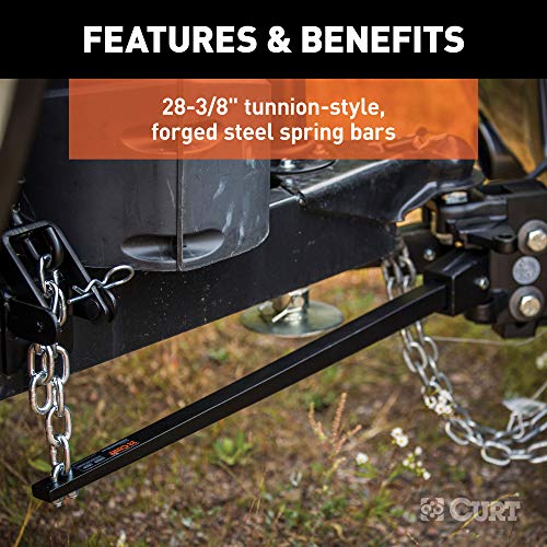 CURT 17322 Short Trunnion Bar Weight Distribution Hitch with Sway Control, Up to 10K, 2-In Shank, 2-5/16-Inch Ball , Black