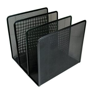artistic contemporary mesh metal desktop file sorter for neat and organized surfaces in office, school, and home, black