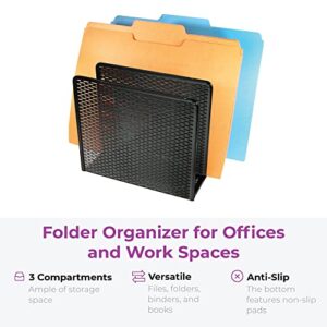 Artistic Contemporary Mesh Metal Desktop File Sorter for Neat and Organized Surfaces in Office, School, and Home, Black