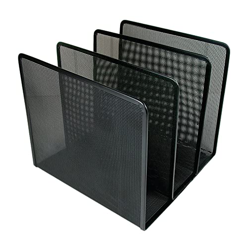 Artistic Contemporary Mesh Metal Desktop File Sorter for Neat and Organized Surfaces in Office, School, and Home, Black