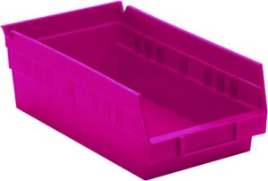 quantum storage qsb102pk 30-pack 4" hanging plastic shelf bin storage containers, 11-5/8" x 6-5/8" x 4", pink
