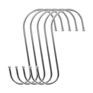 sumdirect 5pcs 5 7/10 inch extra large s hooks, heavy duty stainless steel s shaped hooks for hanging apparel kitchenware utensils plants towels gardening tools