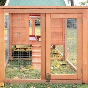 PawHut 2-Story Large Wooden Rabbit Hutch Pet House with Ramps, Lockable Doors, Run Area and Asphalt Roof for Outdoor Use