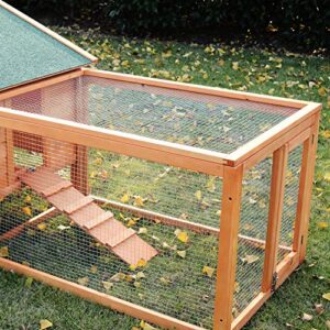 PawHut 2-Story Large Wooden Rabbit Hutch Pet House with Ramps, Lockable Doors, Run Area and Asphalt Roof for Outdoor Use