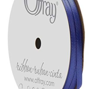 Offray Double Face Satin Craft Ribbon, 1/8-Inch x 24-Feet, Royal Blue