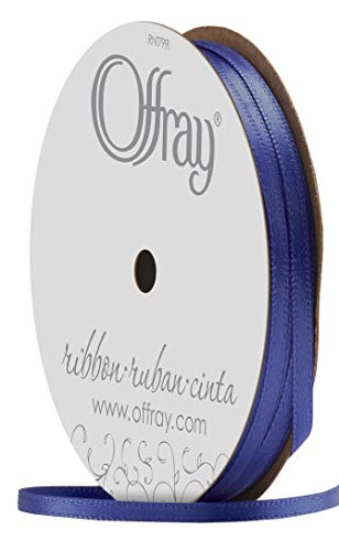 Offray Double Face Satin Craft Ribbon, 1/8-Inch x 24-Feet, Royal Blue