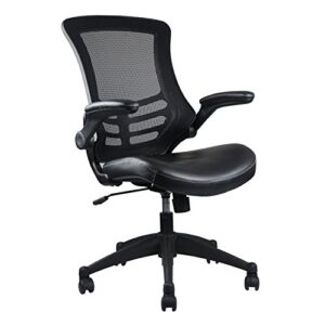 stylish mid-back mesh office chair with adjustable arms. color: black