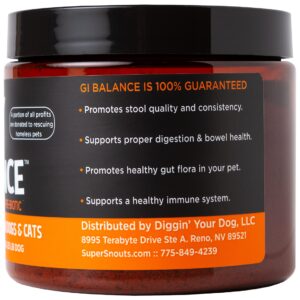 Super Snouts GI Balance Digestive Supplement for Dogs & Cats, 3.1 oz Pumpkin Powder for Dogs & Prebiotic Gut Health, Immune Support