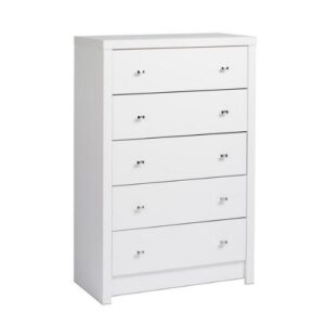 prepac calla 5 drawer dresser for bedroom, chest of drawers, bedroom furniture, clothes storage and organizer, 16" d x 30.25" w x 45" h, white, wdbr-0550-1