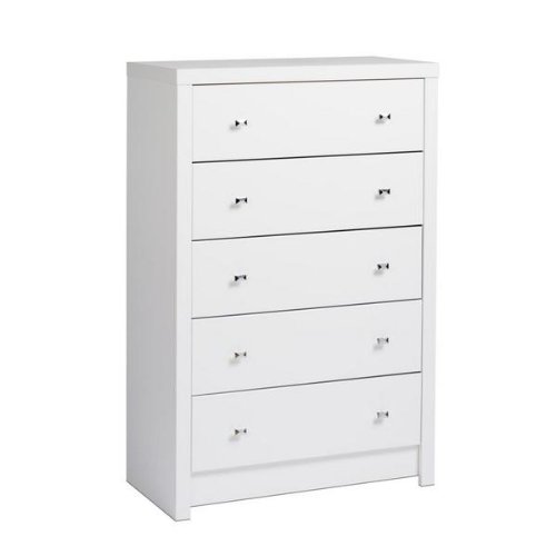 Prepac Calla 5 Drawer Dresser for Bedroom, Chest of Drawers, Bedroom Furniture, Clothes Storage and Organizer, 16" D x 30.25" W x 45" H, White, WDBR-0550-1