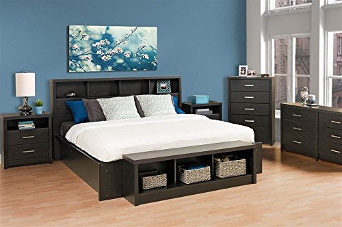 Prepac District Headboard, King, Washed Black