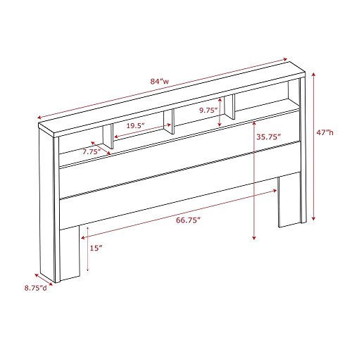 Prepac District Headboard, King, Washed Black