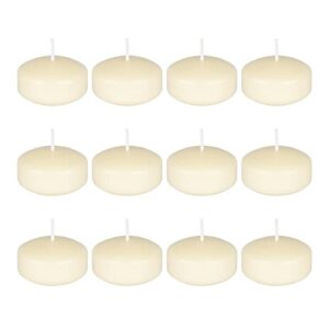 mega candles 12 pcs unscented ivory floating disc candle, hand poured paraffin wax candles 2 inch diameter, home décor, wedding receptions, baby showers, birthdays, celebrations & party favors