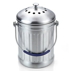 cook n home 1 gallon stainless steel kitchen compost bin with charcoal filter
