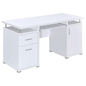 coaster furniture tracy modern contemporary 2 drawer home office computer desk with keyboard tray storage file cabinet white 800108