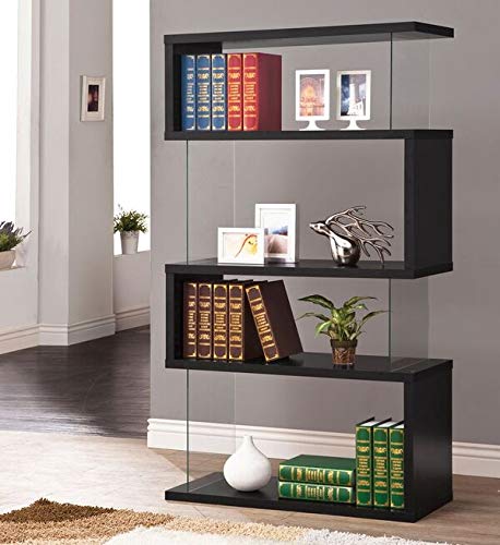 Coaster Furniture Asymmetrical Snaking Bookcase Black and Clear 800340