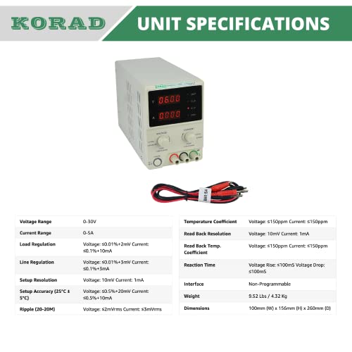 KORAD KD3005D - Precision Variable Adjustable 30V, 5A DC Linear Power Supply Digital Regulated Lab Grade…