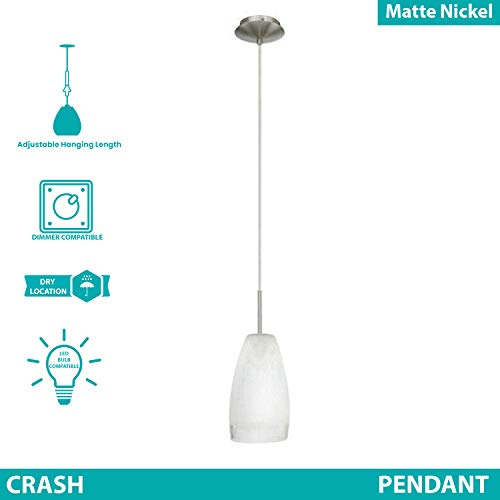 EGLO 20599A Crash Ceiling Pendant, Matte Nickel, 14-Inch