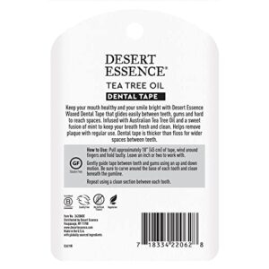 Desert Essence Tea Tree Oil Dental Tape - 30 Yards - Pack of 2 - Naturally Waxed w/Beeswax - Thick Flossing No Shred Tape - On The Go - Removes Food Debris Buildup - Cruelty-Free Antiseptic