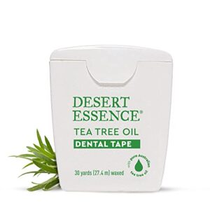 Desert Essence Tea Tree Oil Dental Tape - 30 Yards - Pack of 2 - Naturally Waxed w/Beeswax - Thick Flossing No Shred Tape - On The Go - Removes Food Debris Buildup - Cruelty-Free Antiseptic