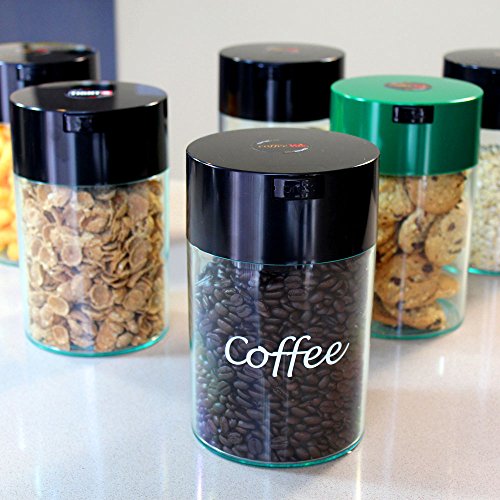 Coffeevac 1 lb - The Ultimate Vacuum Sealed Coffee Container, Black Cap & Clear Body w/Logo