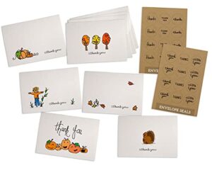 fall thank you cards with envelopes - fall themed note cards variety - 24 pack