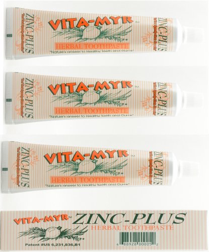 3 Pack VITA-MYR Zinc Plus Toothpaste 4 oz