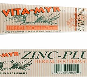 3 Pack VITA-MYR Zinc Plus Toothpaste 4 oz