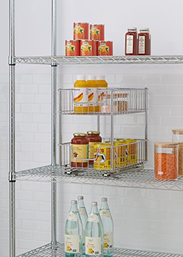 TRINITY 2-Tier Sliding Undercabinet Organizer with 2 Baskets for Kitchen and Bathroom Cabinet Organization and Storage, 50 Pound Capacity, 11.5” W x 17.75” D x 15.8” H