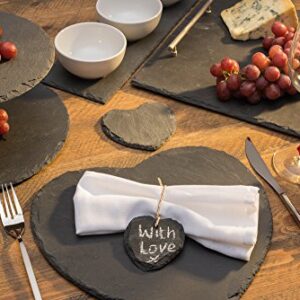 Artesà Heart-Shaped Slate Serving Platter, Hand-Finished Serveware Centrepiece - 25 cm (10") Grey