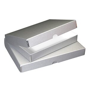 lineco textured metallic folio storage box, acid-free with metal edges, 9.5 x 12.5 x 1.75 inches, silver (717-4912)